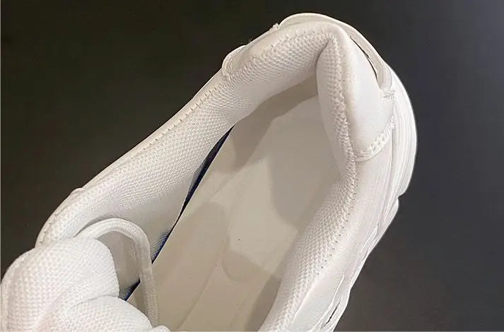 White Chunky Sneakers Women New 2025 Autumn Hidden Heel Platform Sports Dad Shoes Woman Lace Up Breathable Mesh Casual Shoes 8CM