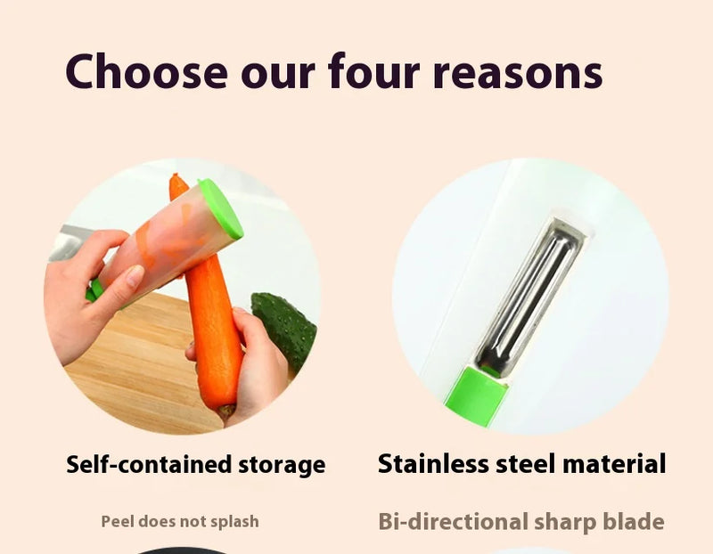 Fruit peeler with storage box for household peeling storage kitchen special anti-splash fruit and vegetable peeler