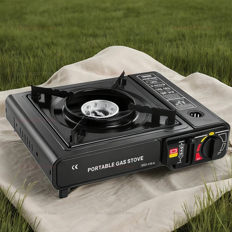 Portable chimney-style stove, suitable for outdoor barbecuing, camping and family gatherings. Multi-functional compact cooking