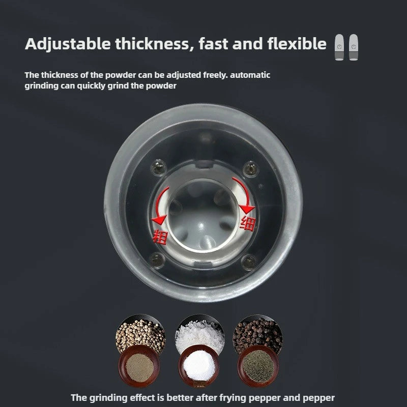 Electric Salt and Pepper Grinder USB Rechargeable Adjustable Coarseness Large Capacity Auto Spices Grinders Kitchen Cooking Tool