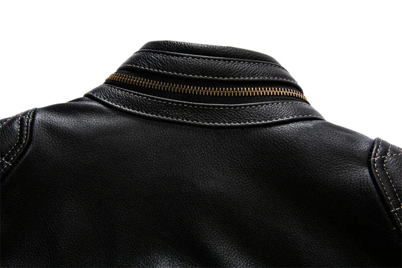 Protective Rider Clothing Natural Cow Leather Jacket Men Motor Biker Coat Mens Motorcycle Genuine Jaqueta