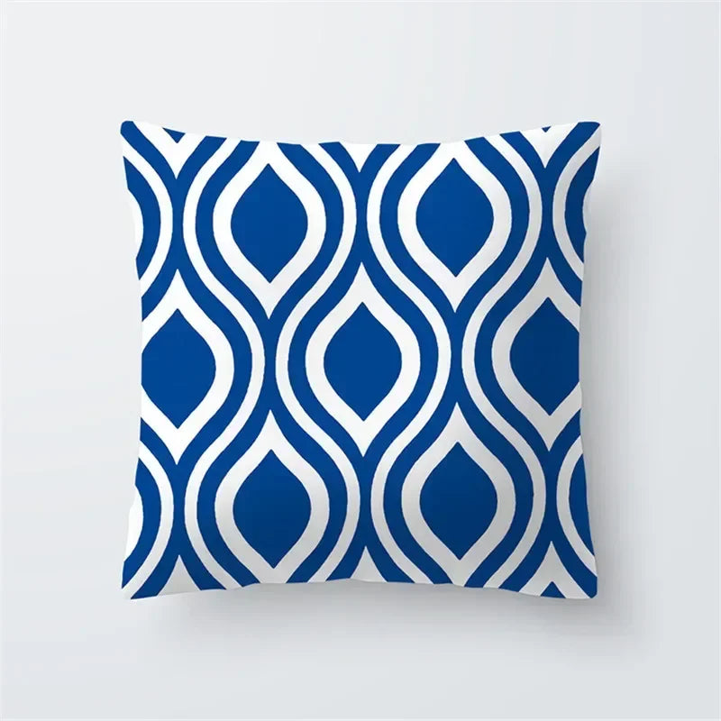 Decorative Throw Pillows Blue Geometry Pillow Cover 45x45 Polyester Cushion Cover Marine Life Pillowcase Cushions Home Decor