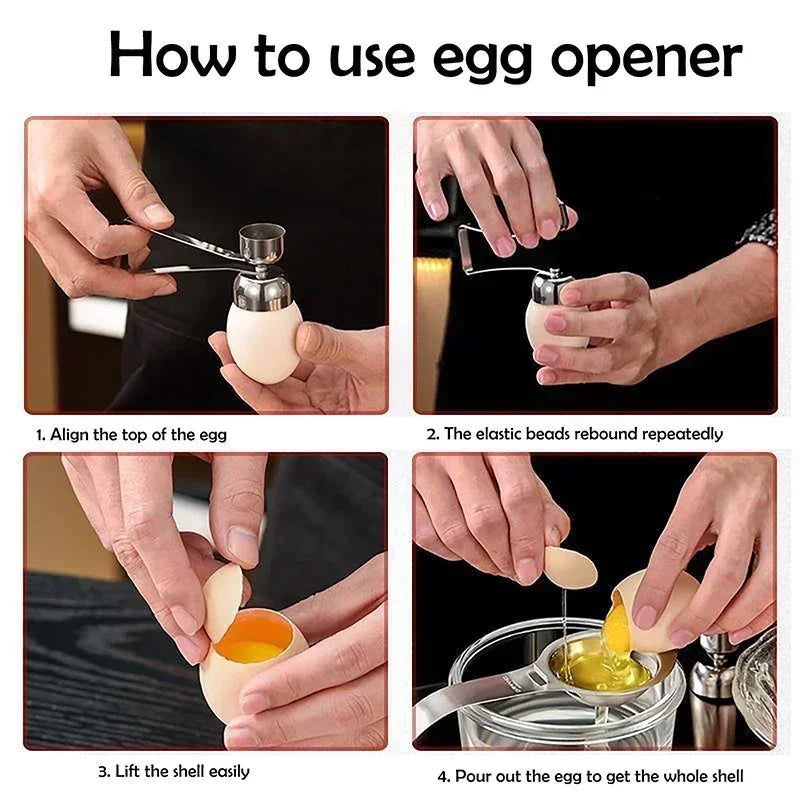 Egg Eggshell Opener Eggshell Cutter 304 Stainless Steel Double Head Egg Topper Shell Opener Boiled Raw Egg Creative Kitchen Tool