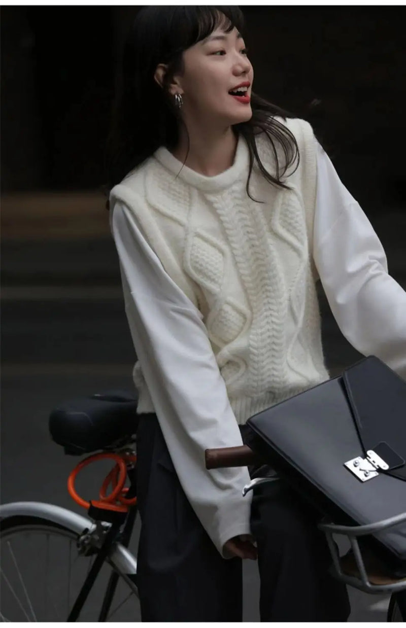 Sweater Vests Women Pure Design Basic Simple Tender All-match Leisure Autumn Ulzzang Students Fashion Knitwear Retro Streetwear
