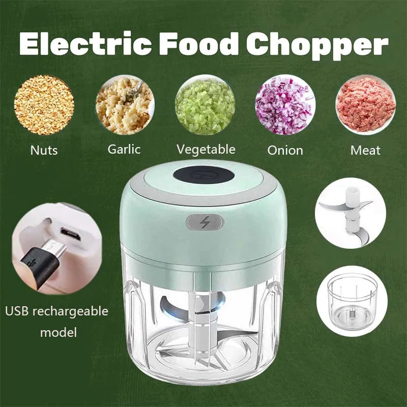 250ML Electric Kitchen Food Chopper Mini USB Food Crusher Portable Meat Grinder Vegetable Chopper For Kitchen household Outdoor