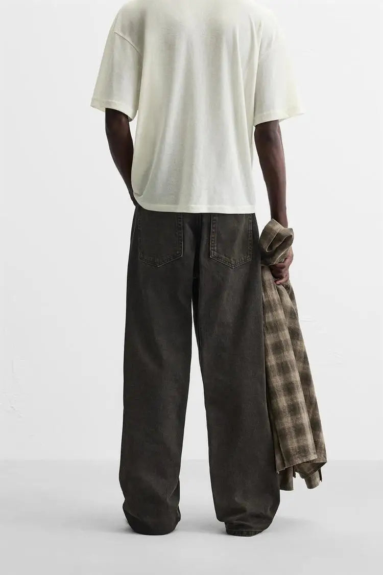 Men’s Retro Cotton Denim Jeans – Loose Fit Straight-Leg Casual Trousers, Comfortable and Wear-Resistant for Autumn & Winter