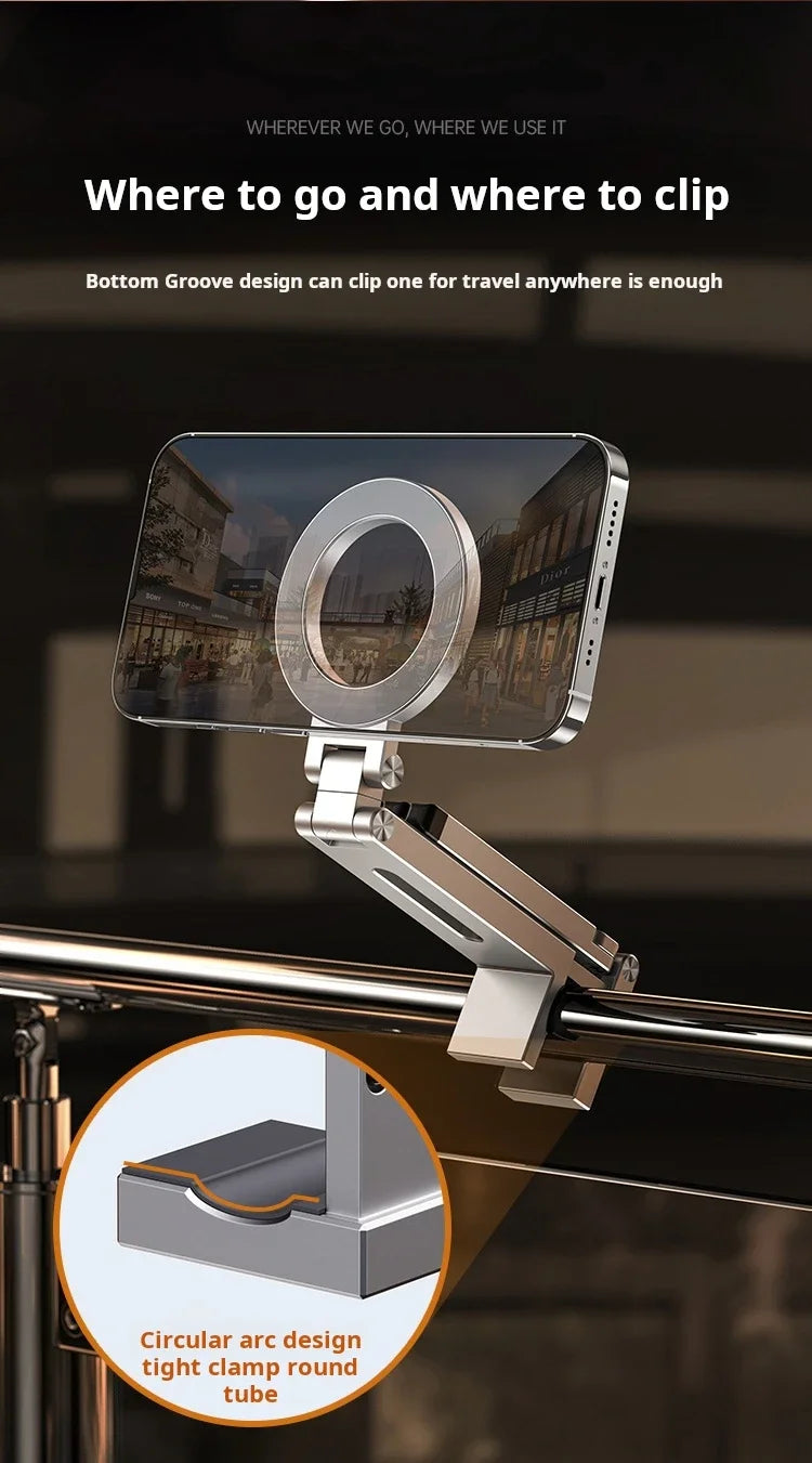 For MagSafe Plane Phone Holder – Portable Magnetic 360° Rotating Foldable Tripod for Travel, Car & Desk