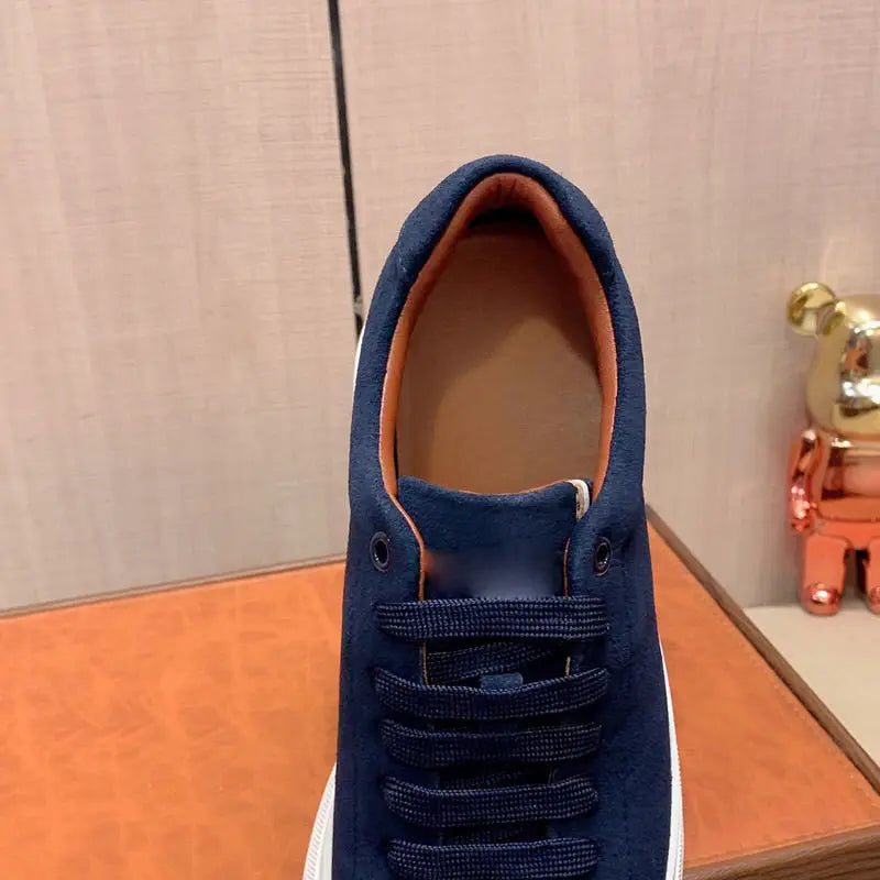 Classic Business Men Leather Casual Shoes Flats Skateboard Shoes Print Lace-up Comfortable Man Non Slip Sneakers Zapatos Hombre