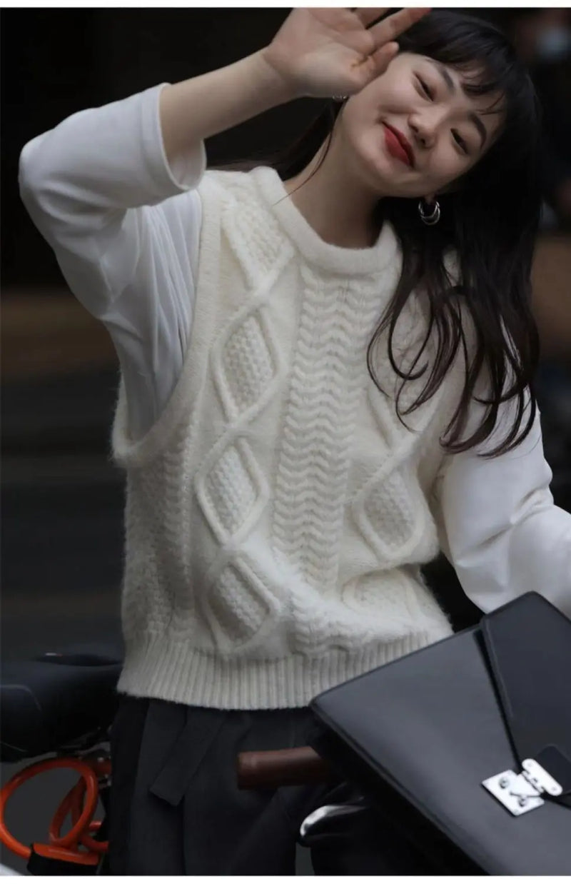 Sweater Vests Women Pure Design Basic Simple Tender All-match Leisure Autumn Ulzzang Students Fashion Knitwear Retro Streetwear