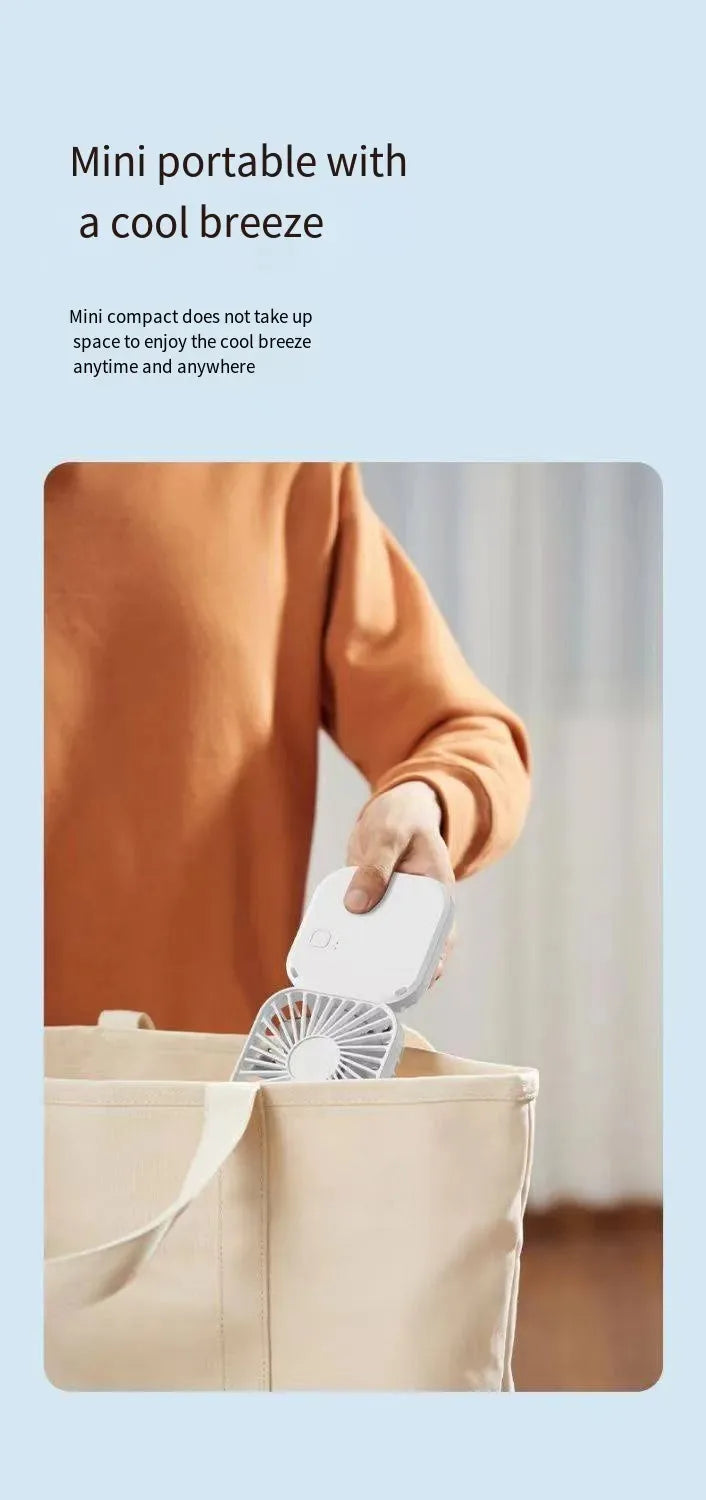 Mini Handheld Fan Mute Foldable Fan Multi-functional Turbine Fan USB Rechargeable Portable Hanging Neck Fan Mini Table Fan