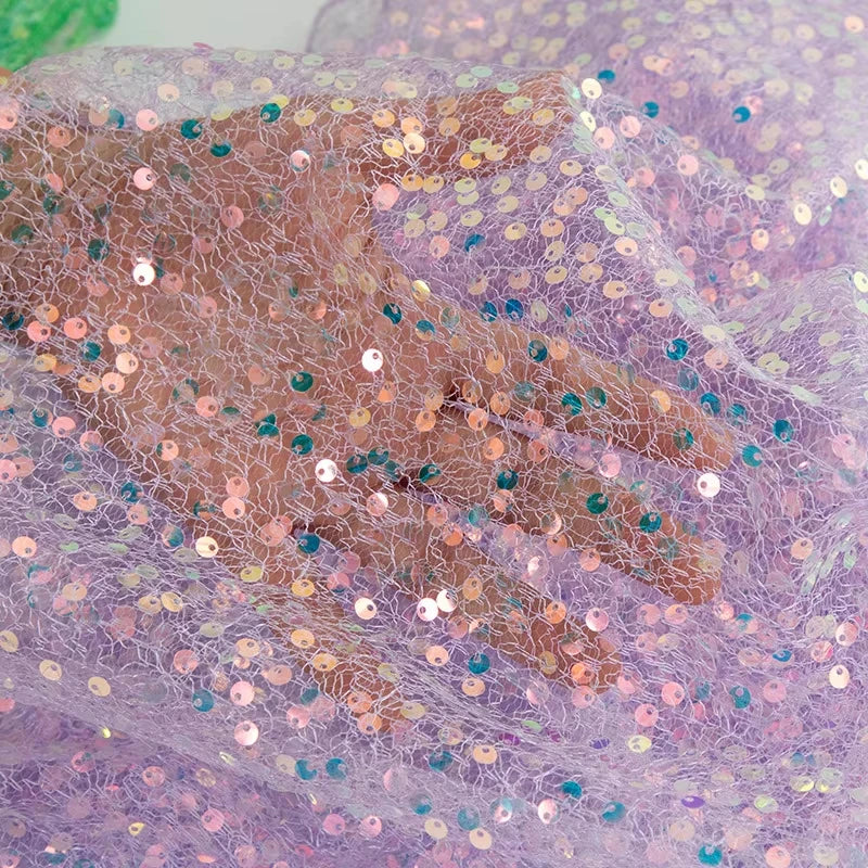 Sequin Fabric Iridescent Mermaid Glitter Fabric Pink Sparkly Fabric for Wedding Costumes Sewing Dress Tablecloth DIY Crafts Gift