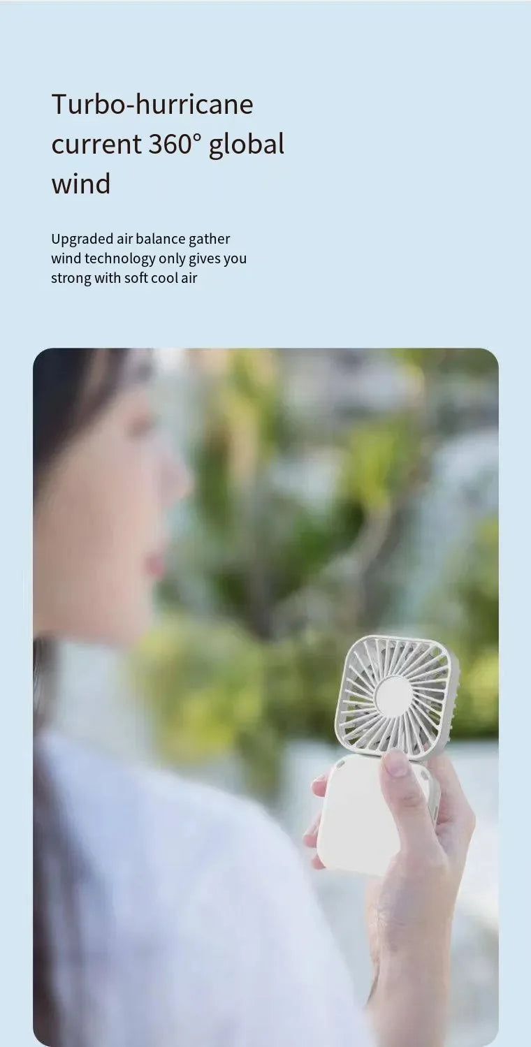 Mini Handheld Fan Mute Foldable Fan Multi-functional Turbine Fan USB Rechargeable Portable Hanging Neck Fan Mini Table Fan