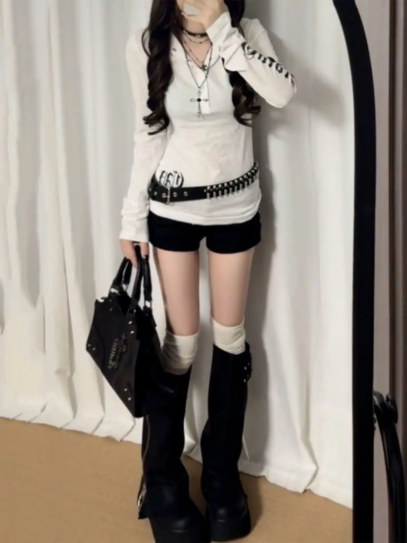 Coquette Aesthetic Hooded T-Shirt Women&