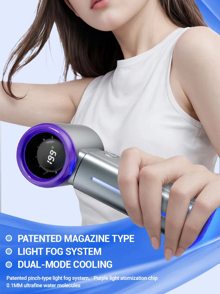 Portable Misting Fan Handheld Fan Electric Hand Fans Ice Wind At 199 Gear Nano Cold Mist Cooling Fan 3500mah USB Rechargeable