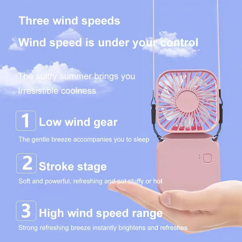 Mini Handheld Fan Mute Foldable Fan Multi-functional Turbine Fan USB Rechargeable Portable Hanging Neck Fan Mini Table Fan