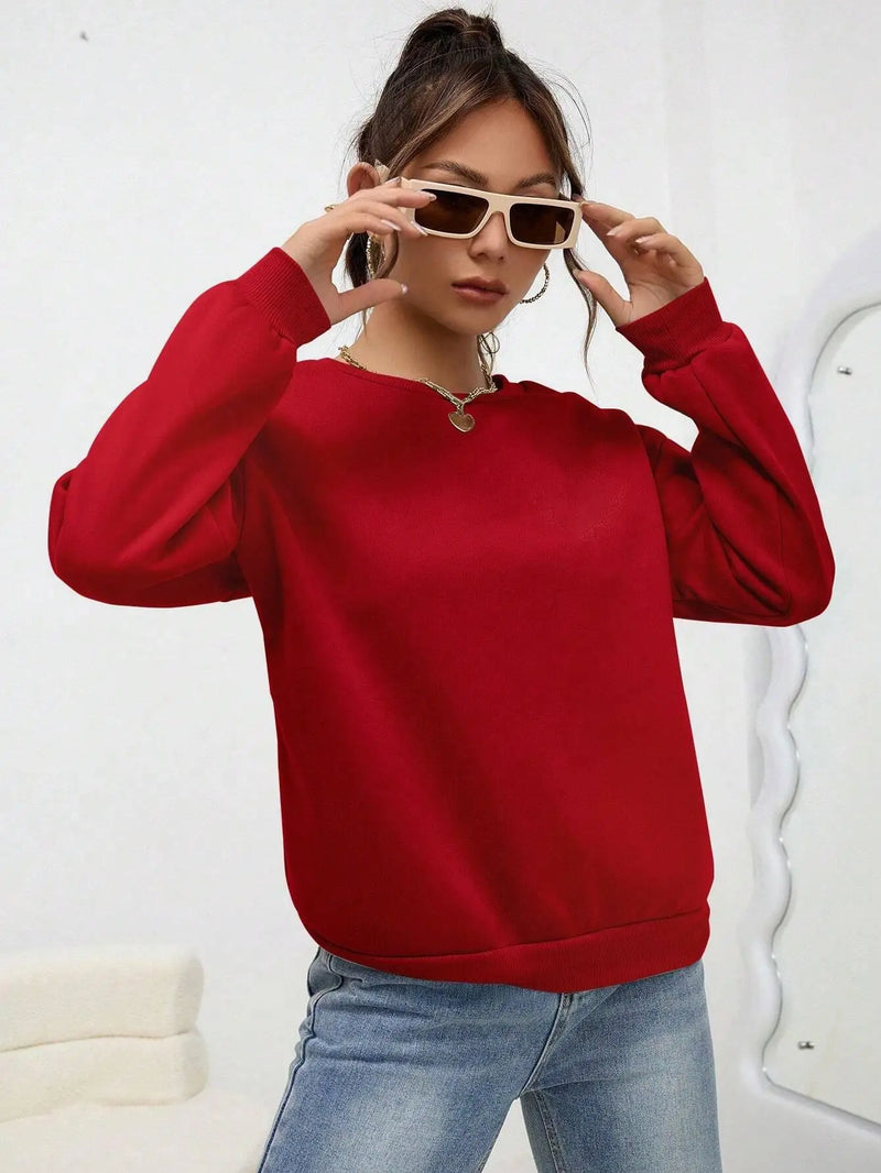 Woman Sweatshirt Casual Solid Color All-Match Clothing Loose Fashionable Pullovers Autumn Crewneck Warm  Female Hoodies