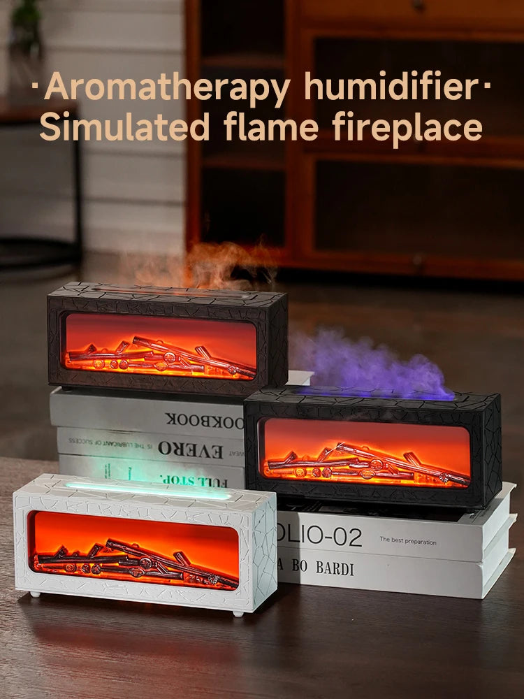 Air Humidifier Essential Oil Diffuser Flame Aroma Humidifier Home Room Fragrance Diffuser with Night Light Aromatherapy Diffuser