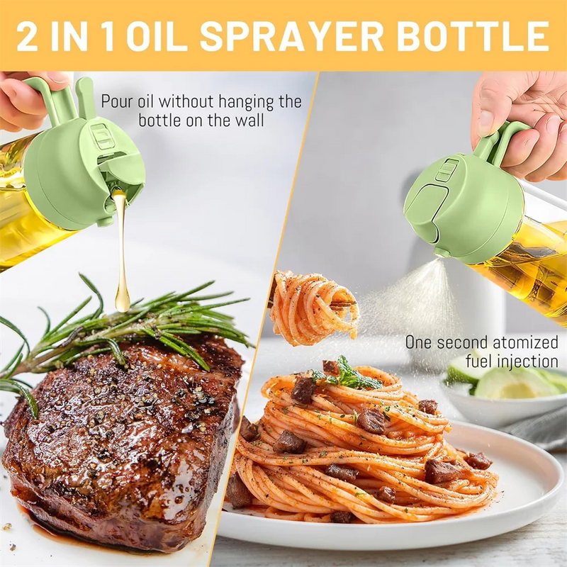 Olive Oil Sprayer Mister for Cooking,16oz/470ml Glass Oil Spray Bottle,2 in 1 Food-grade Oil Dispenser Bottle For Kitchen