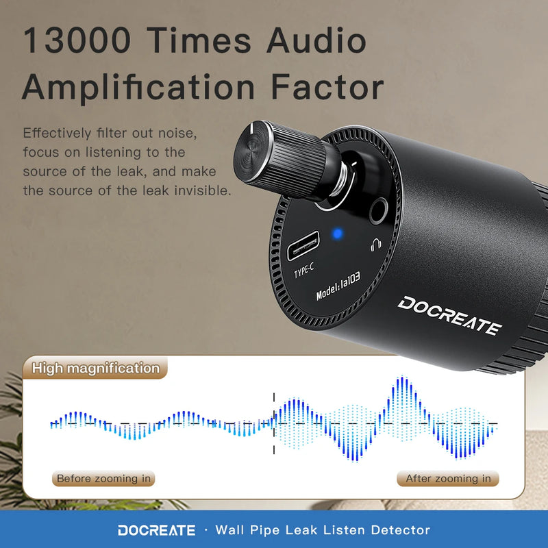 Water Leak Detector Multi-functional Sound Detector For Pipe Water Leak Suitable For Leak Detection Of Various Construction Pipe