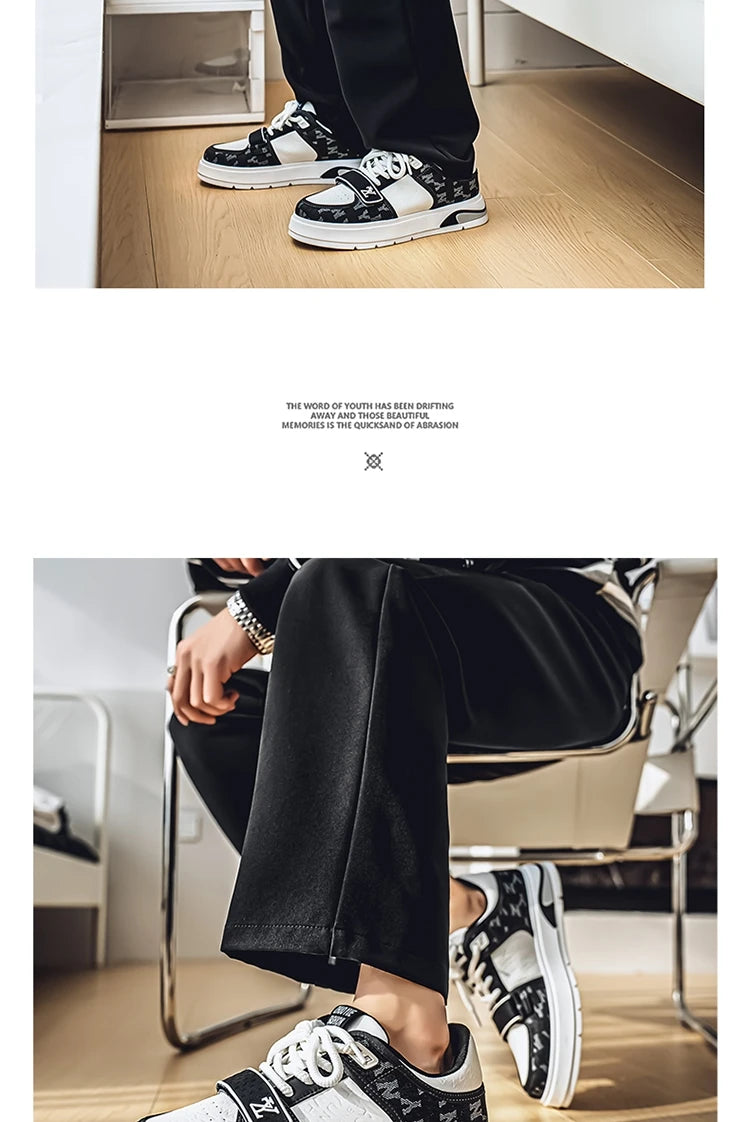 Fashion White Blue Skateboard Shoes Man Comfortable Platform Men&