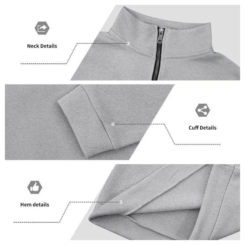 Men’s Winter Fleece Half-Zip Hoodie – Warm Stand Collar Bull Print Sweatshirt