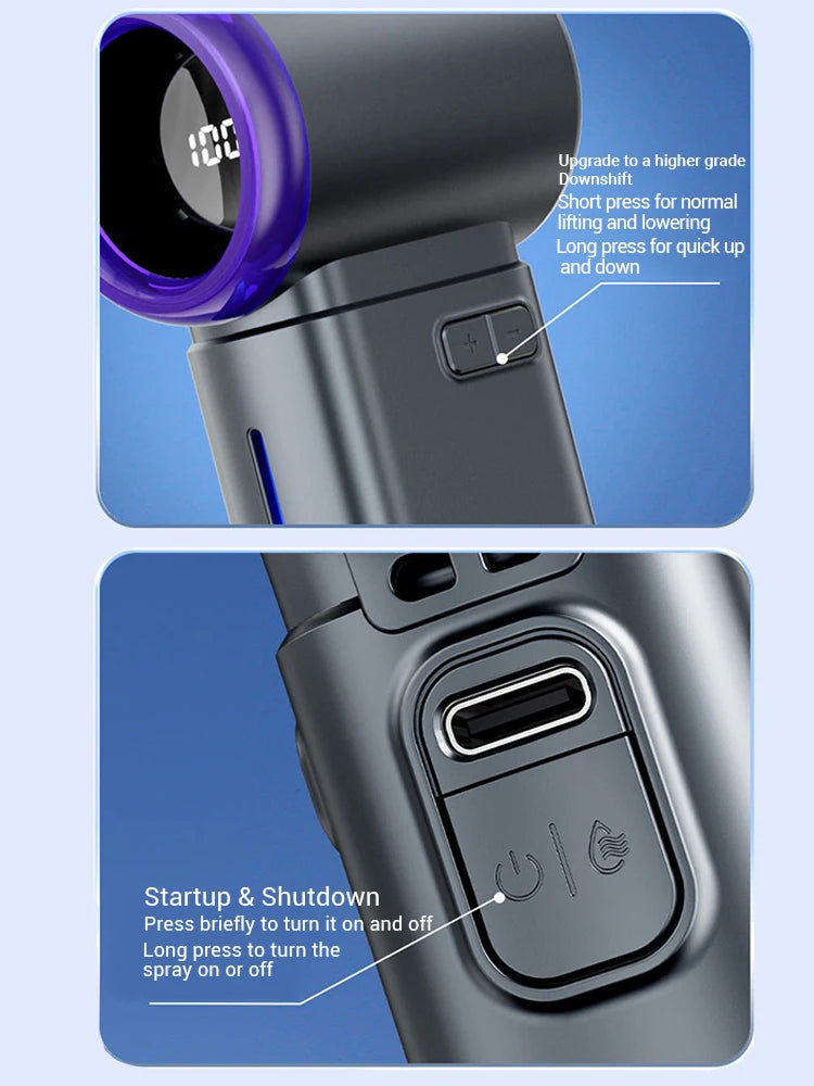 Portable Misting Fan Handheld Fan Electric Hand Fans Ice Wind At 199 Gear Nano Cold Mist Cooling Fan 3500mah USB Rechargeable