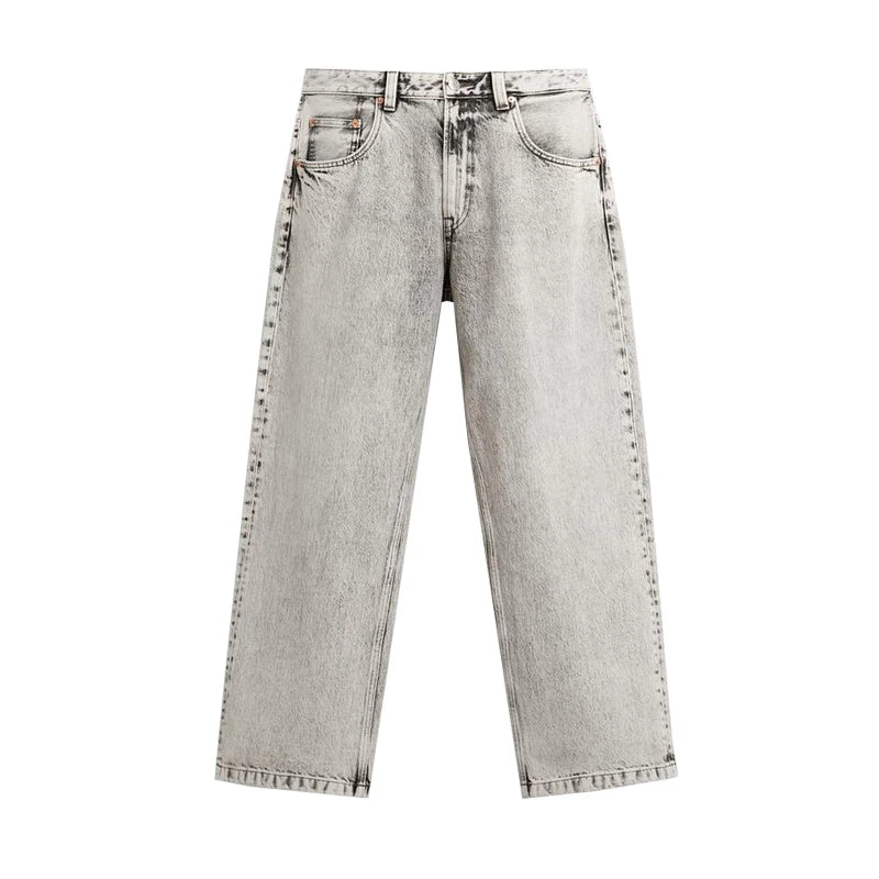 Men’s Retro Cotton Denim Jeans – Loose Fit Straight-Leg Casual Trousers, Comfortable and Wear-Resistant for Autumn & Winter