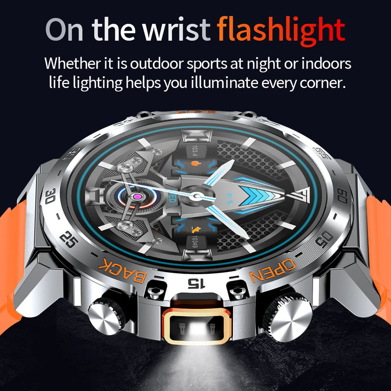 LIGE 2025 Smart Watch Men Sport Watches LED Flashlight 360*360 Ultra HD Screen Waterproof Fitness Bluetooth Call Men Smartwatch