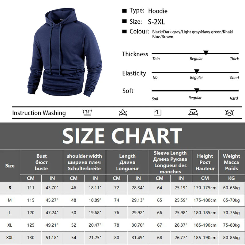 Men’s and Women’s Casual Hoodie – Loose Fit Long Sleeve Pullover Sweatshirt for Spring and Autumn