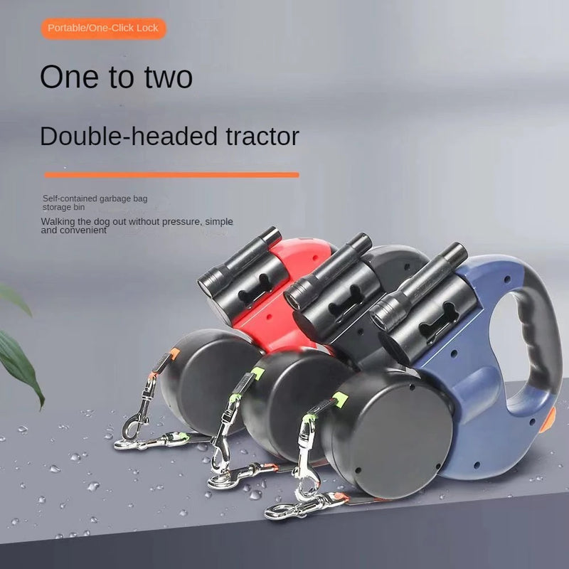 🐾 Double Retractable Dog Leash – 360° Tangle-Free Dual Leash for Two Dogs