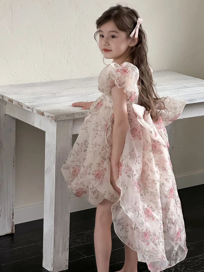 Casual Summer Girls Princess Dress – Sweet Floral Bow Knot Style