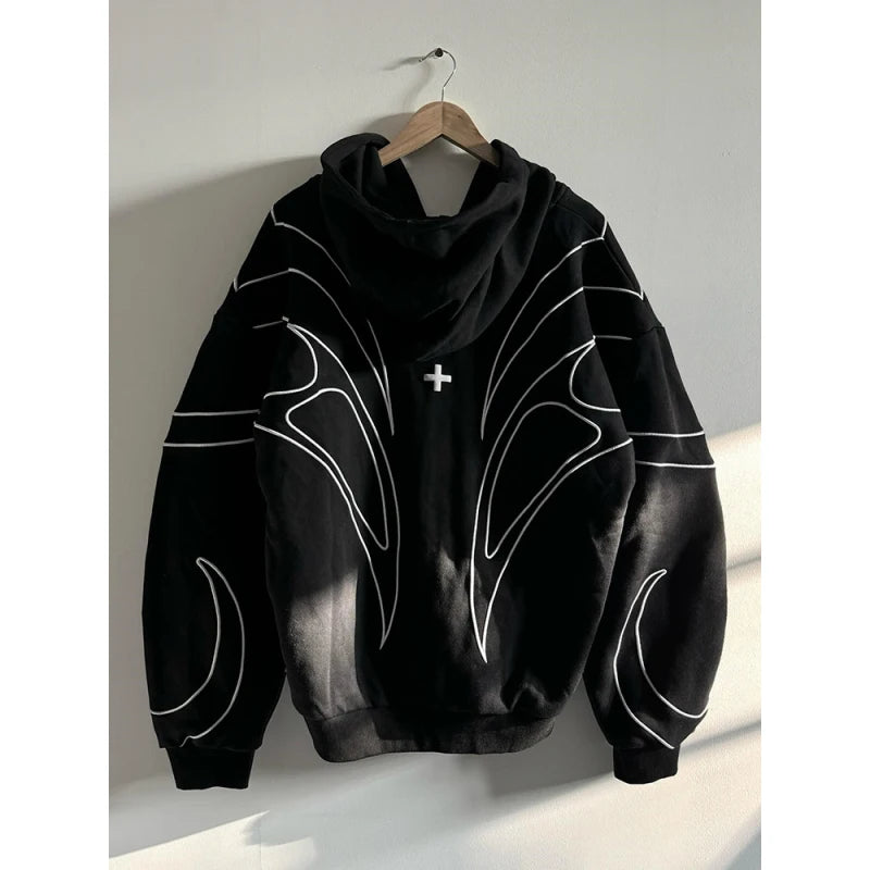 Y2K retro American style new street trend hoodie, unisex loose sweatshirt jacket