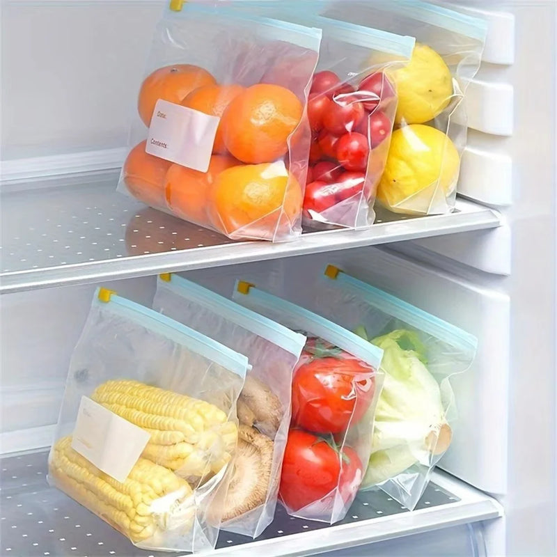 45pcs Reusable Fresh Zipper Bag For Food Plastic Bags Fruit Vegetable Bags Ziplock Food Bag Kitchen Food Storage Bag Organizer