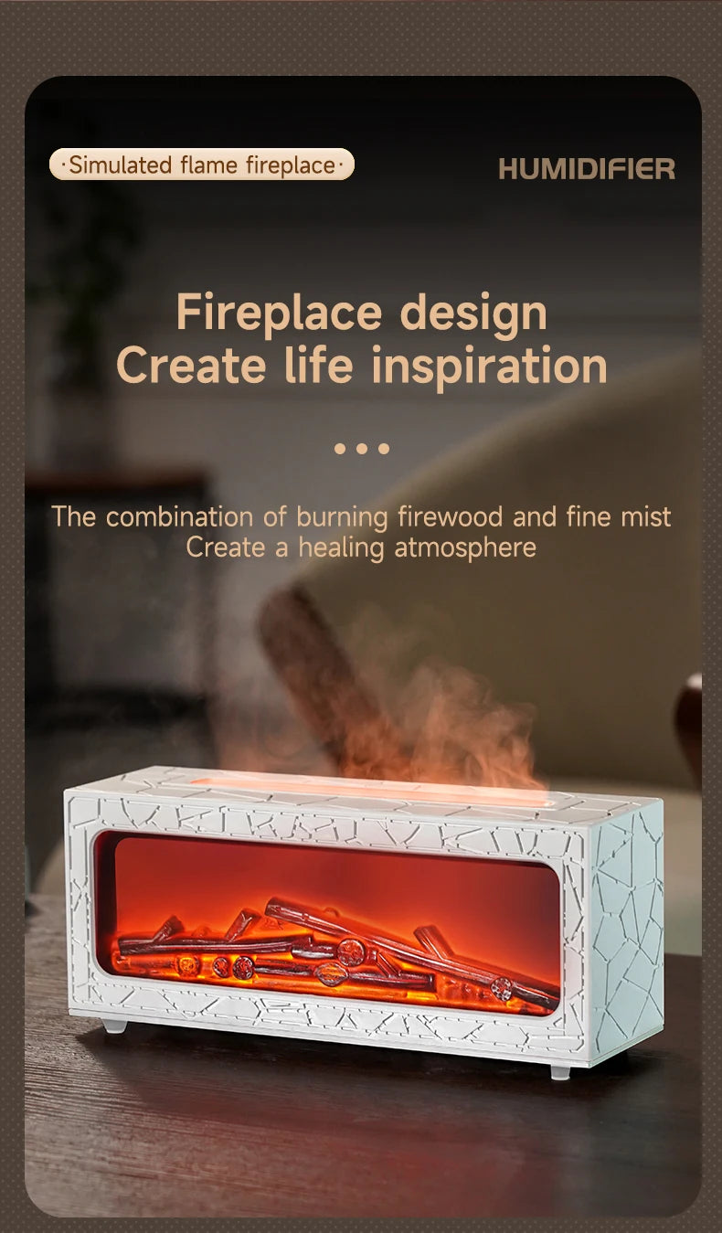 Air Humidifier Essential Oil Diffuser Flame Aroma Humidifier Home Room Fragrance Diffuser with Night Light Aromatherapy Diffuser