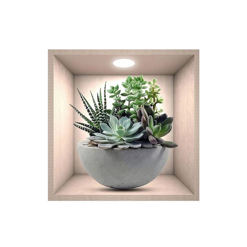 Vinyl Decal Bonsai Wall Sticker Poster  Removable 3D Green Leaves Plant Wallpaper Peel And Stick for Kitchen Living Room Decor