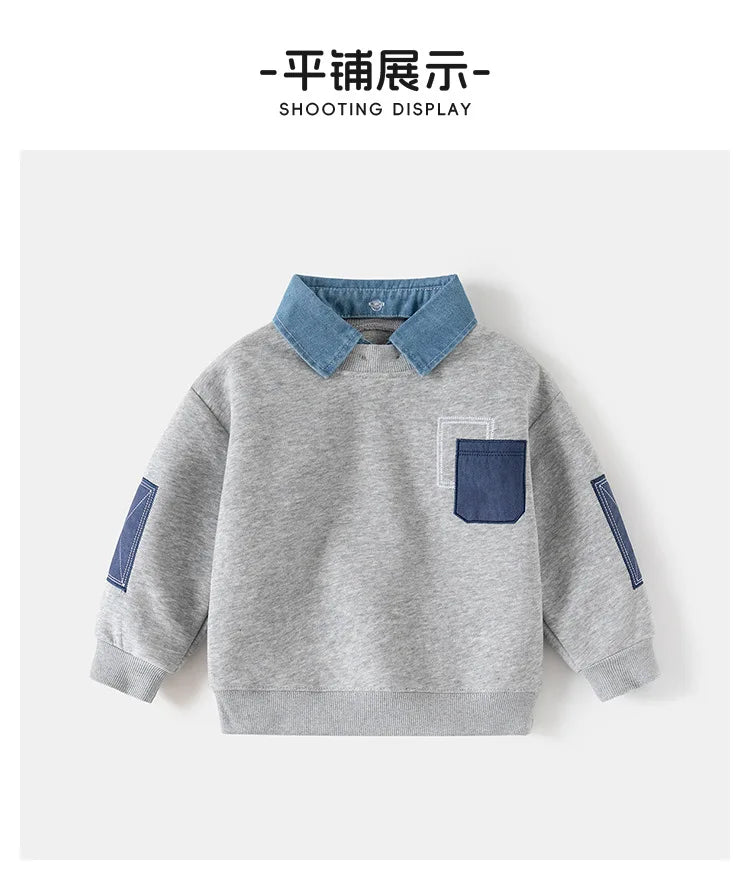 Boys’ Trendy Casual Sweatshirt – Long Sleeve Toddler Hoodie for Autumn Fashion