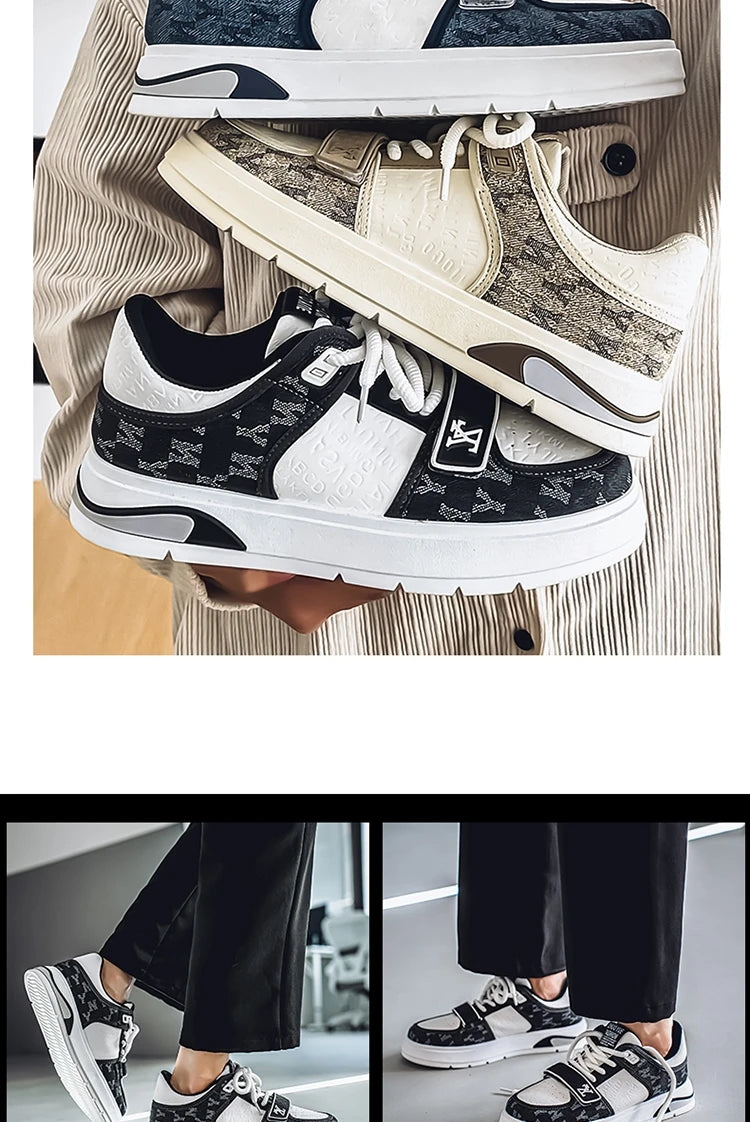 Fashion White Blue Skateboard Shoes Man Comfortable Platform Men&