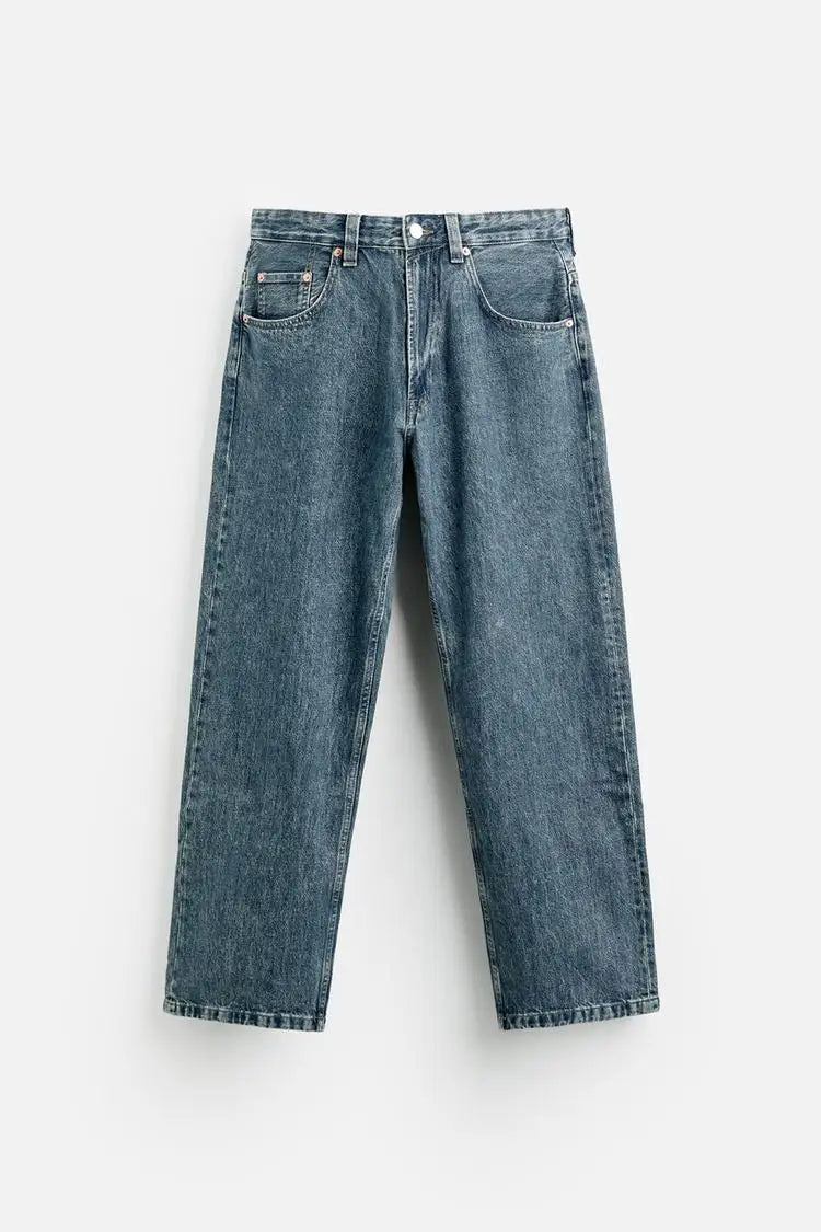 Men’s Retro Cotton Denim Jeans – Loose Fit Straight-Leg Casual Trousers, Comfortable and Wear-Resistant for Autumn & Winter