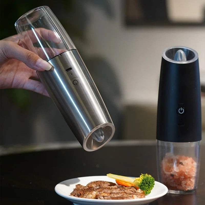Electric Salt and Pepper Grinder USB Rechargeable Adjustable Coarseness Large Capacity Auto Spices Grinders Kitchen Cooking Tool