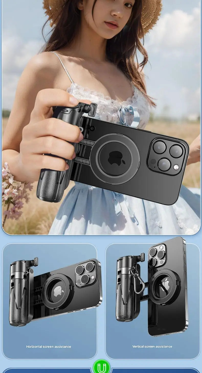Upgraded Multi-Function Foldable Magnetic Phone Holder Selfie Stick with Remote Control – 360° DSLR-Style Rotation Tripod Stand