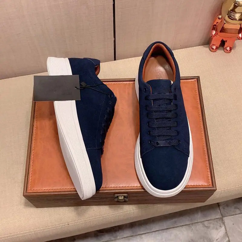 Classic Business Men Leather Casual Shoes Flats Skateboard Shoes Print Lace-up Comfortable Man Non Slip Sneakers Zapatos Hombre