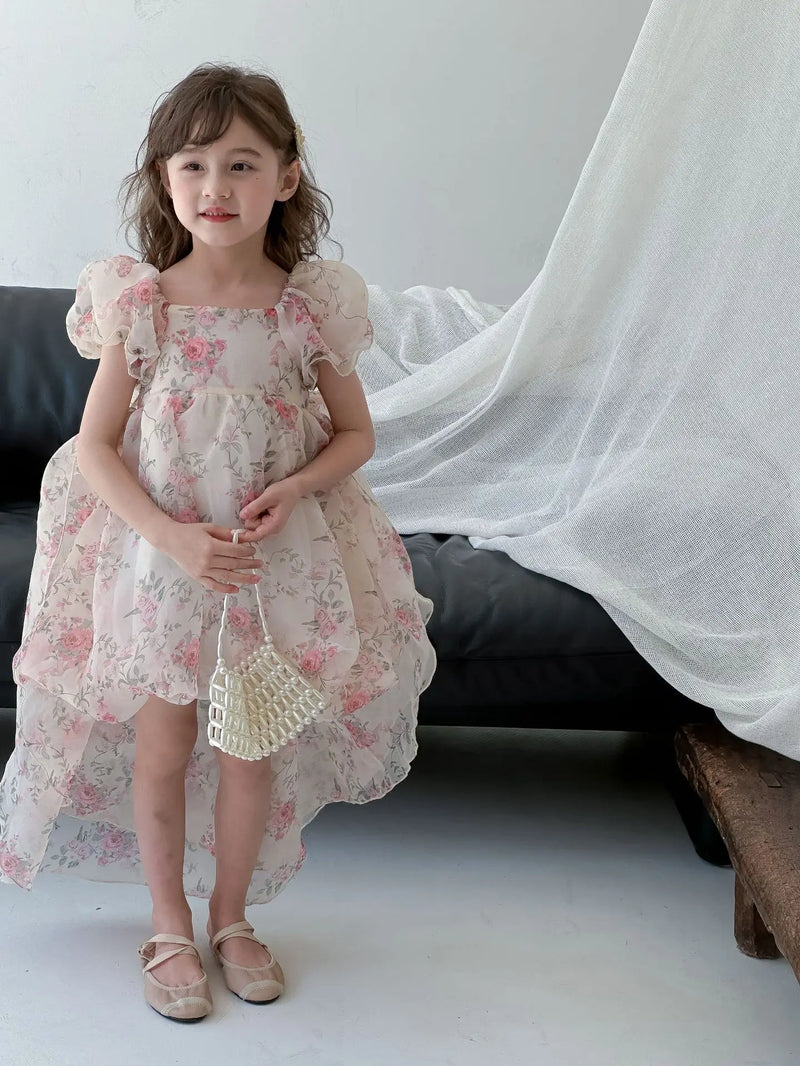 Casual Summer Girls Princess Dress – Sweet Floral Bow Knot Style