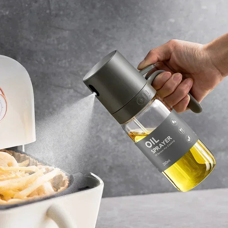 250ml Oil Spray Bottle High Borosilicate Glass Cooking Oil Dispensers Olive Oil Sprayer Mister for Air Fryer Salad Baking