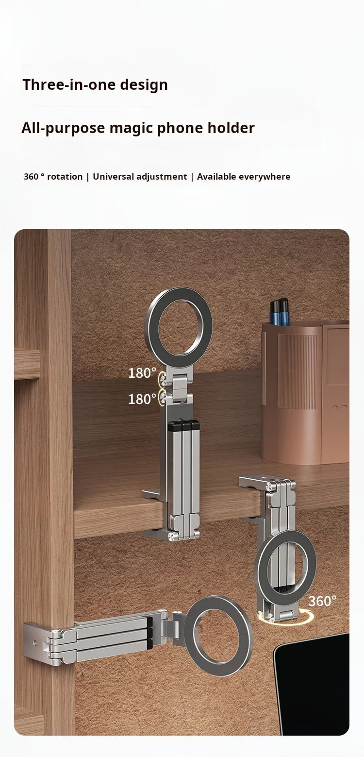 For MagSafe Plane Phone Holder – Portable Magnetic 360° Rotating Foldable Tripod for Travel, Car & Desk