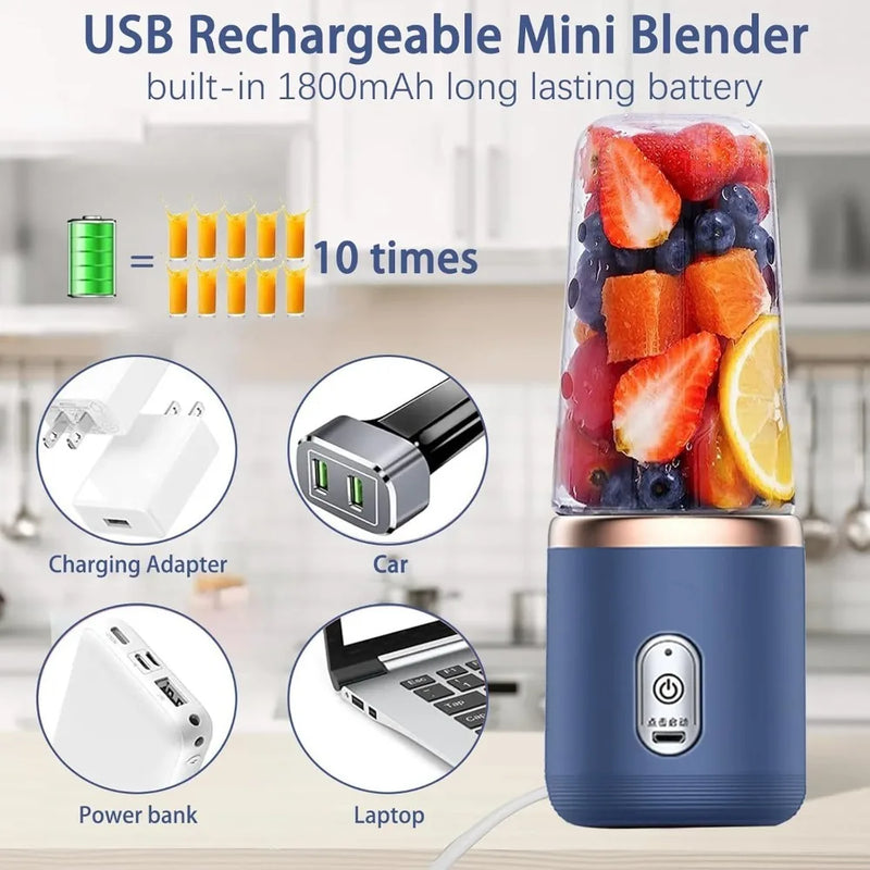 300mlPersonal Blender PortableMini Blender USB RechargeableSingle Serve Blender for Milkshakes and Smoothies Suitable for Travel