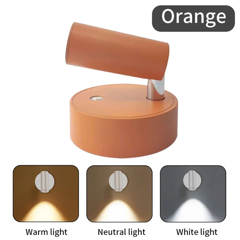 LED Light Magnetic Rechargeable Wall light Spotlight Wireless No Punch Reading Light With Touch Switch Dimmable Bedside Lamp