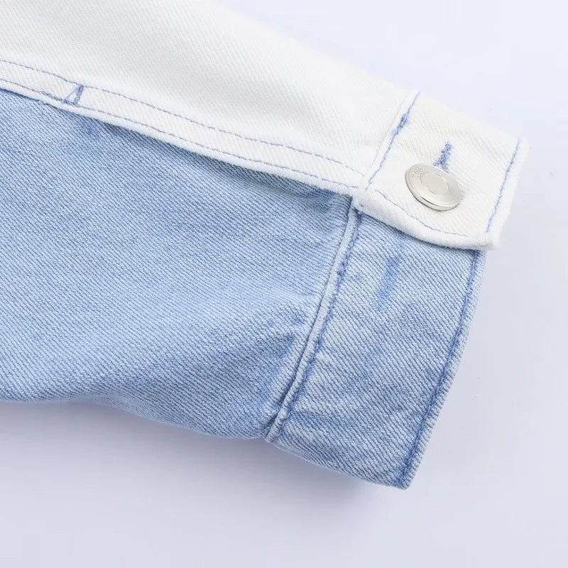 MUJER Denim Bomber Jackets for Women Varsity Cropped Jacket Woman Streetwear Outerwears Women&