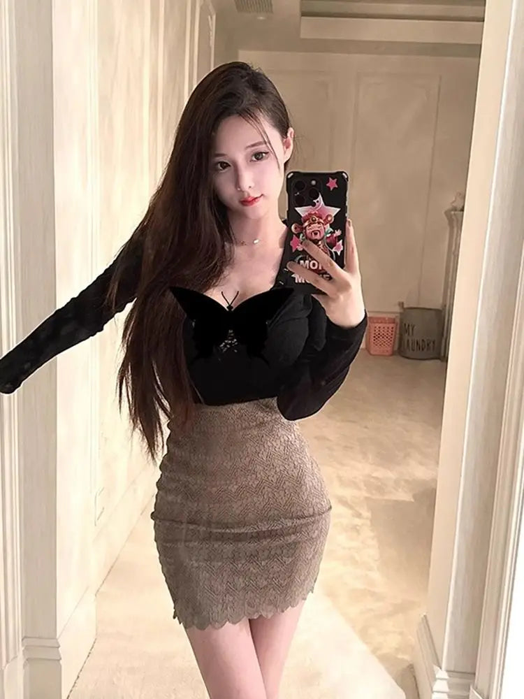 Tatiana Haven Coquette Lace Mini Skirt – Y2K Aesthetic A-Line Streetwear Skirt for Women