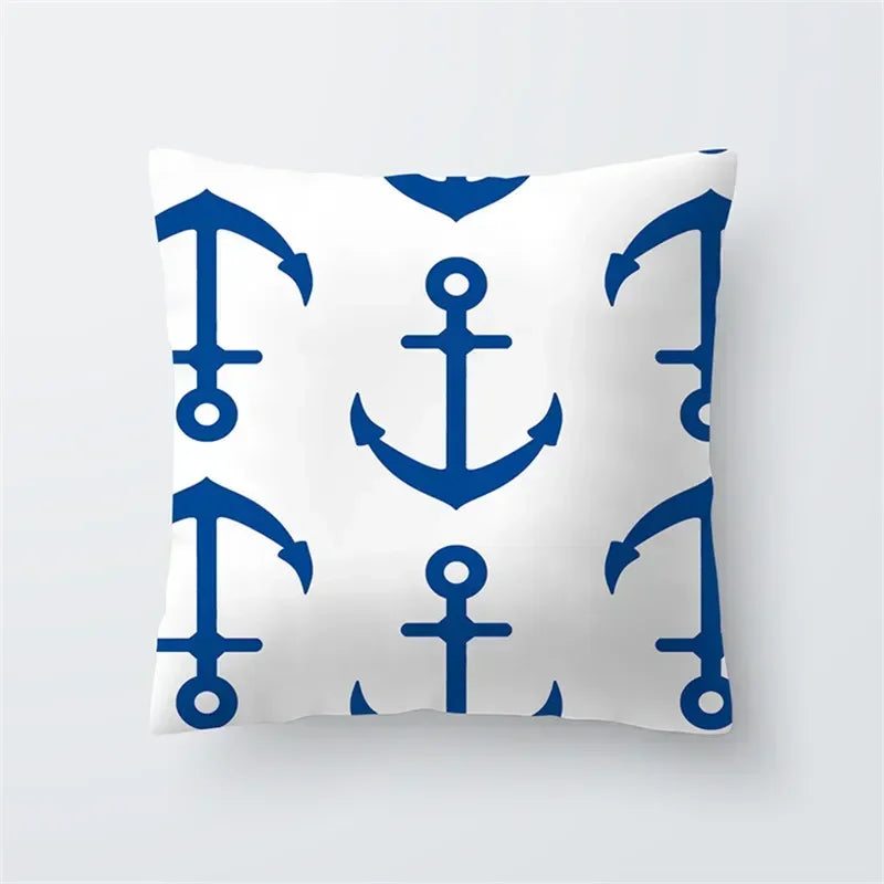 Decorative Throw Pillows Blue Geometry Pillow Cover 45x45 Polyester Cushion Cover Marine Life Pillowcase Cushions Home Decor