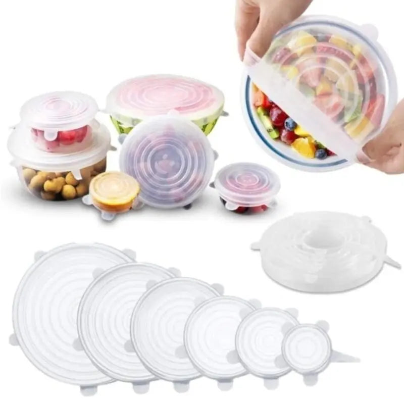 Silicone Stretch Lids Set Reusable Food Covers for Bowls Cups Pots Oven Microwave Safe  Leakproof Storage Covers Kitchen Gadgets